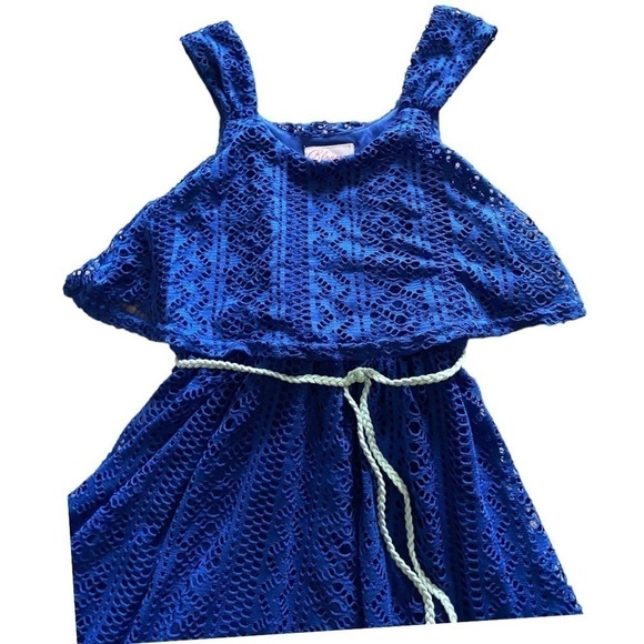 BLOOME-ROYAL BLUE LACE DRESS-GIRLS SIZE 10 - Picture 2 of 7